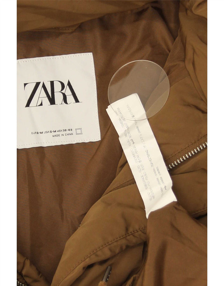Zara Herren-Jacke mit Kapuze, lockere Passform, gepolstert, Gr. 36, Größe S, braun, Polyester