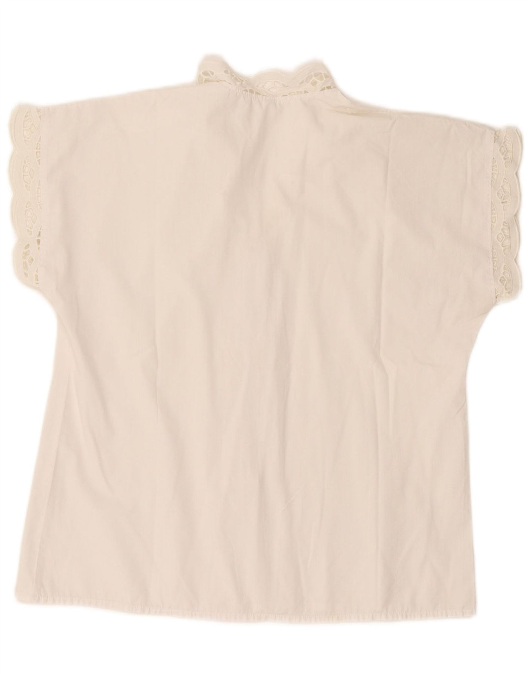 Vintage Damen Kurzarm-Hemdbluse EU 38 Mittelweiß