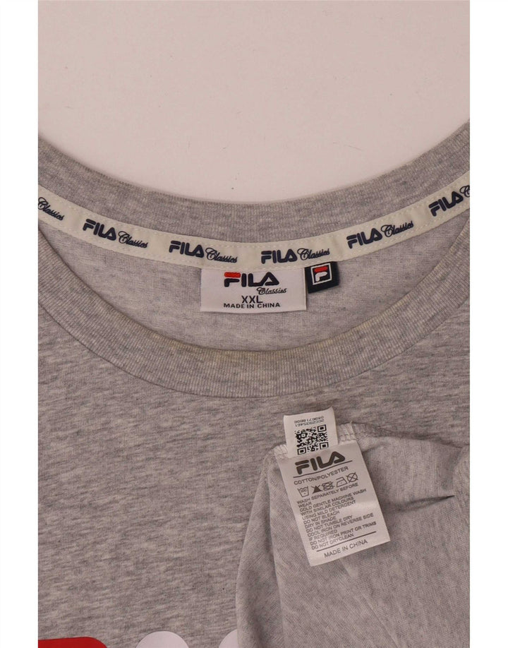 Fila Herren Grafik T-Shirt Top 2XL Grau meliert Baumwolle