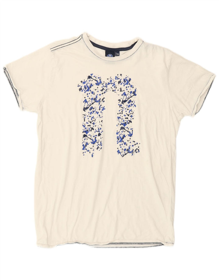 North Sails Grafik-T-Shirt für Jungen, 15–16 Jahre, cremefarben gepunktet