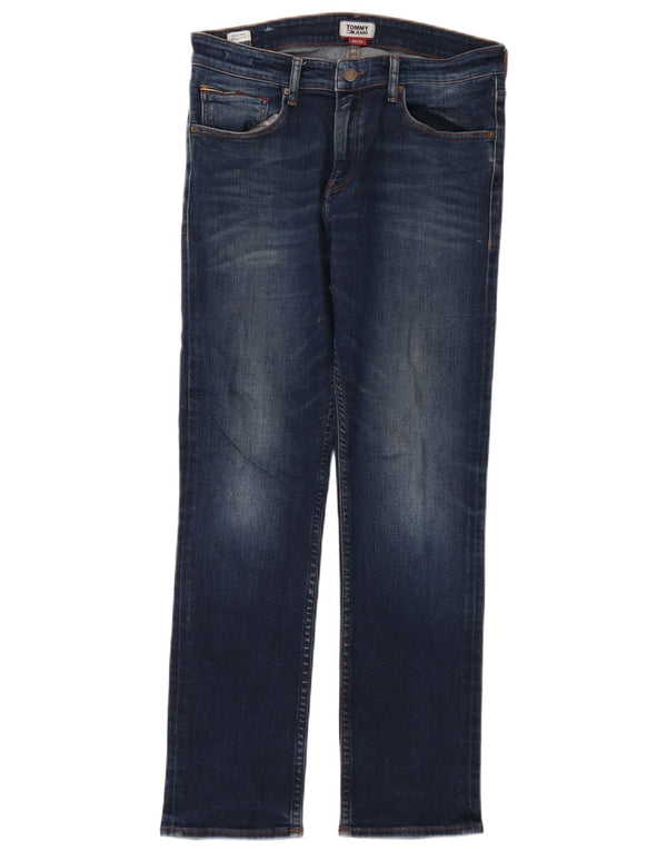 Tommy Hilfiger Herren Straight Jeans W34 L32 Blaue Baumwolle