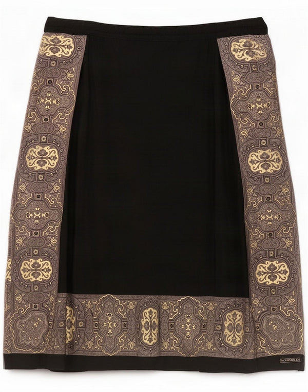 Pancaldi Damen A-Linienrock IT 46 Large W34 Schwarz geblümt