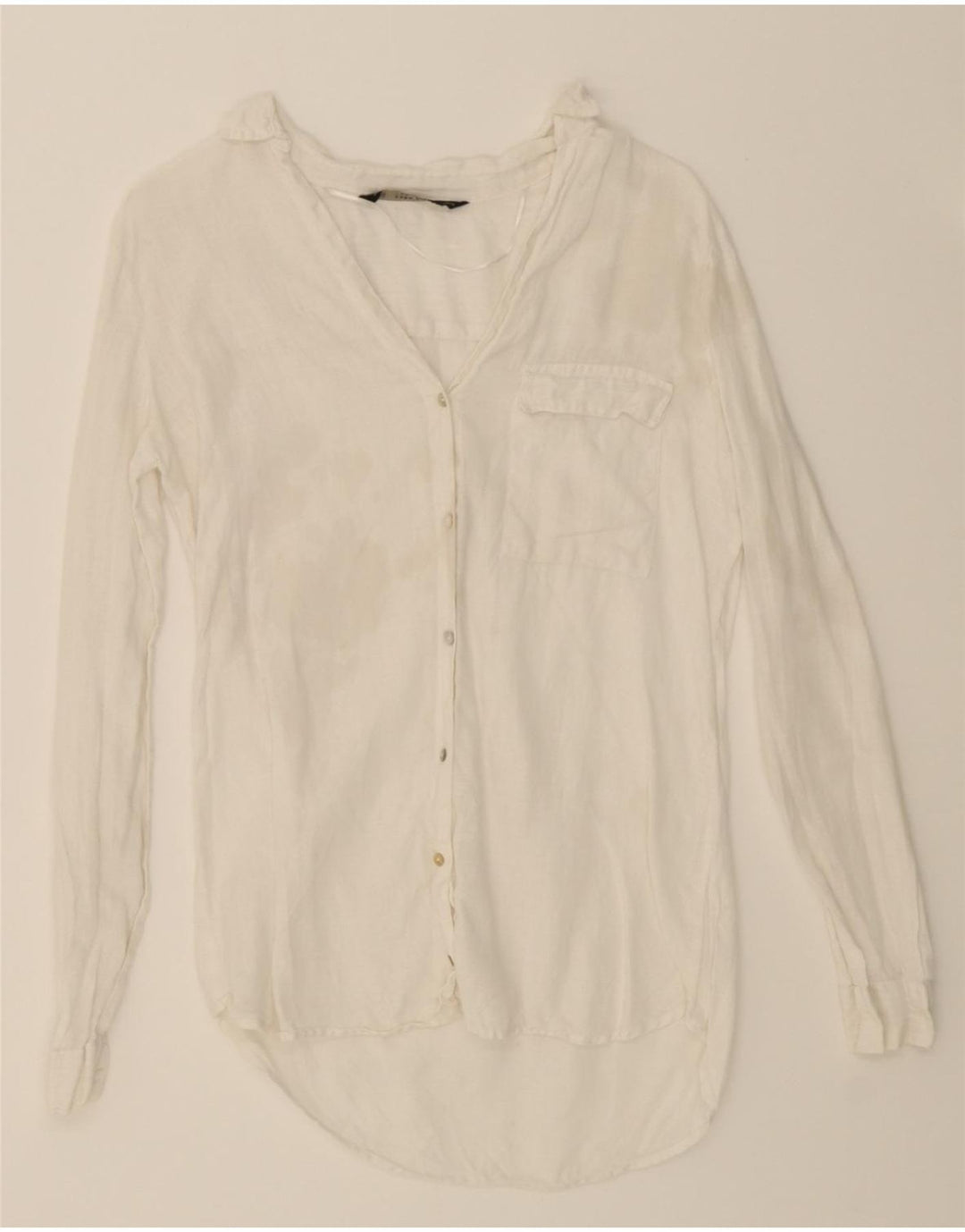ZARA Womens Shirt Blouse UK 6 XS White Vintage Zara and Second-Hand Zara from Messina Hembry 