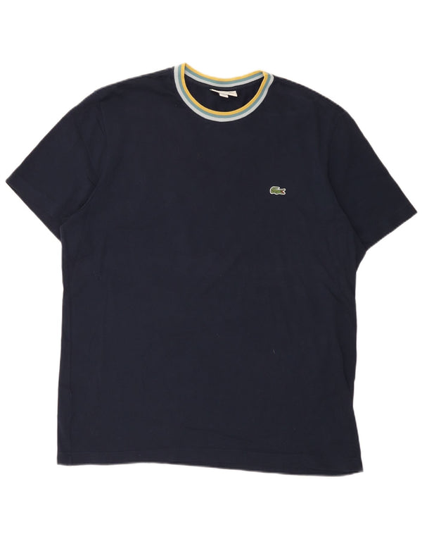 Lacoste Herren-T-Shirt mit normaler Passform, Größe 6 XL, marineblaue Baumwolle