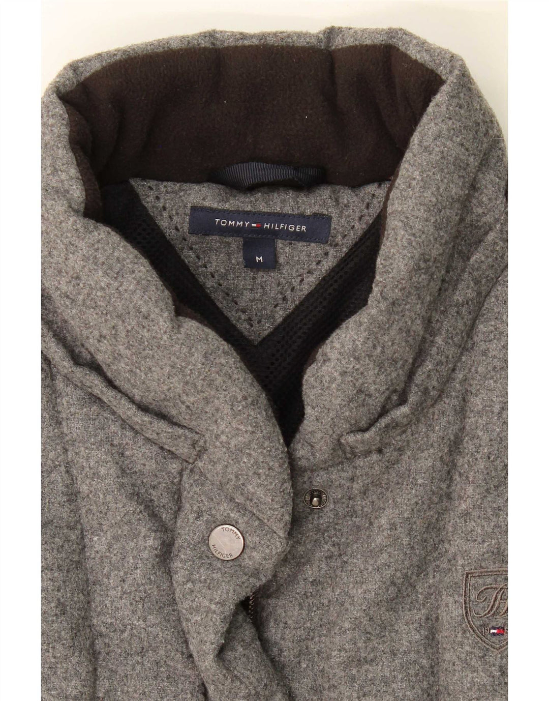 Tommy Hilfiger Damen Wattierte Weste UK 14 Mittelgraue Wolle
