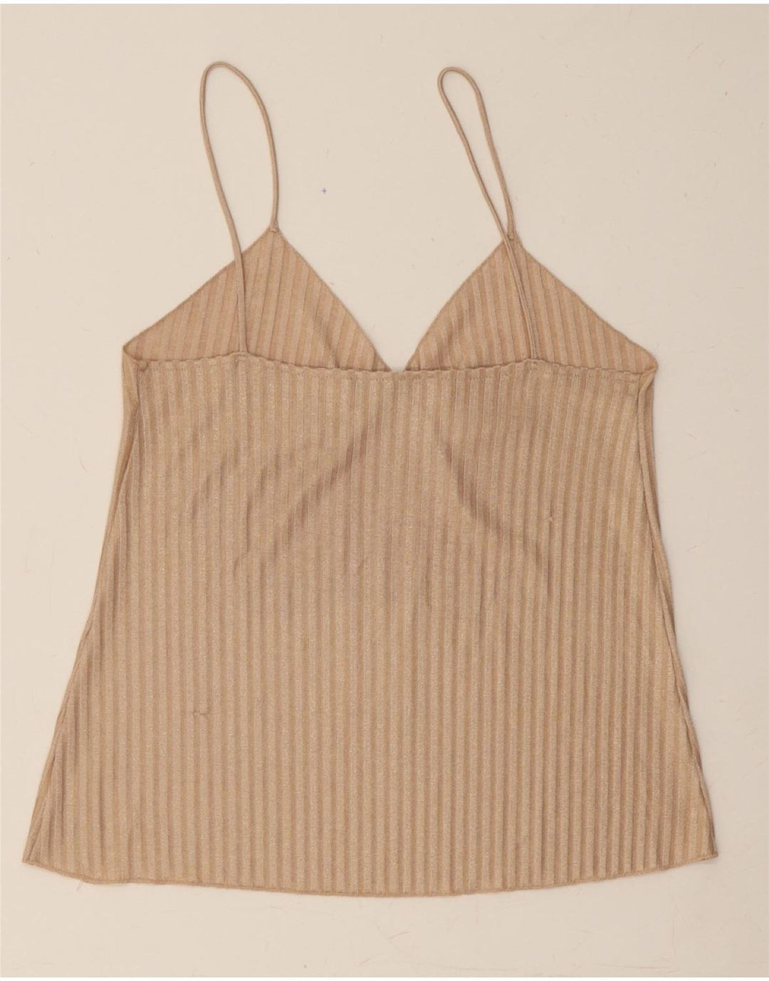 ZARA Womens Cami Top UK 12 Medium Beige Striped Polyester Vintage Zara and Second-Hand Zara from Messina Hembry 