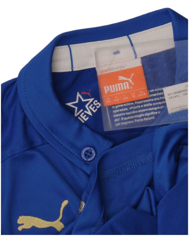 PUMA Jungen Italia Graphic Poloshirt 9-10 Jahre Blau