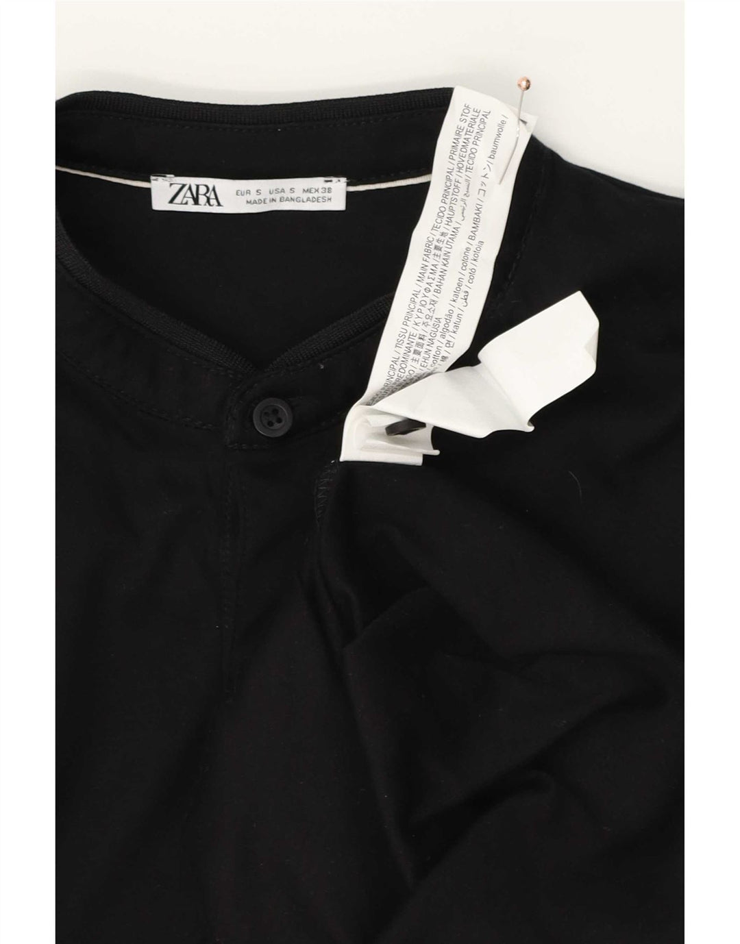 Zara Herren Poloshirt Small Schwarz Baumwolle