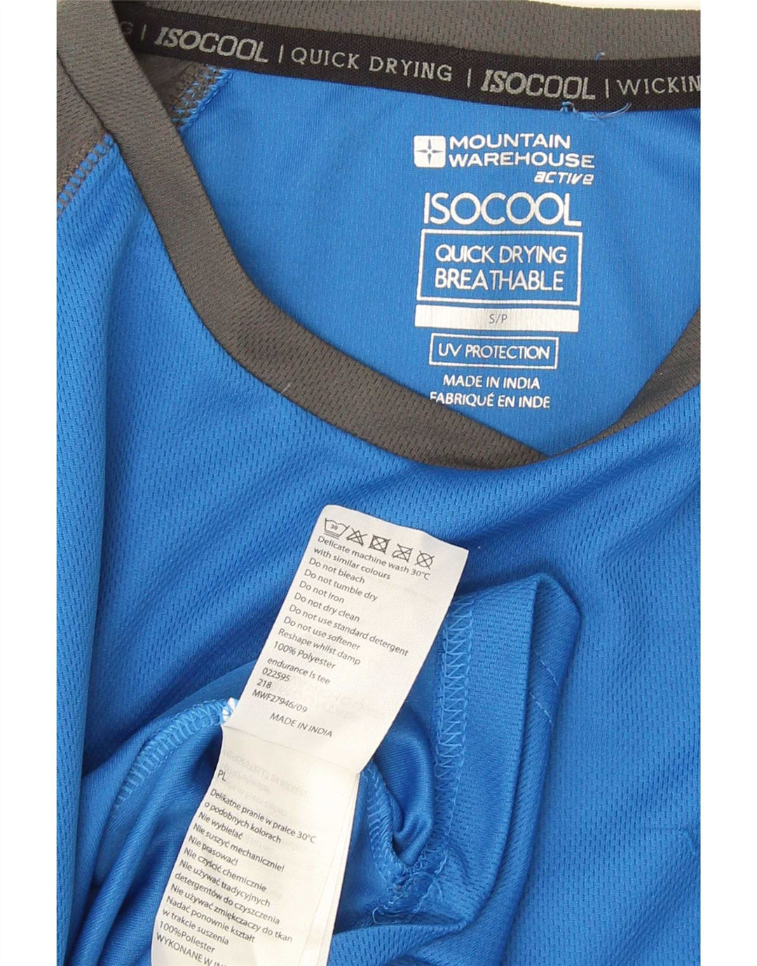 Mountain Warehouse IsoCool-Oberteil für Herren, langärmlig, klein, Blau, Farbblock