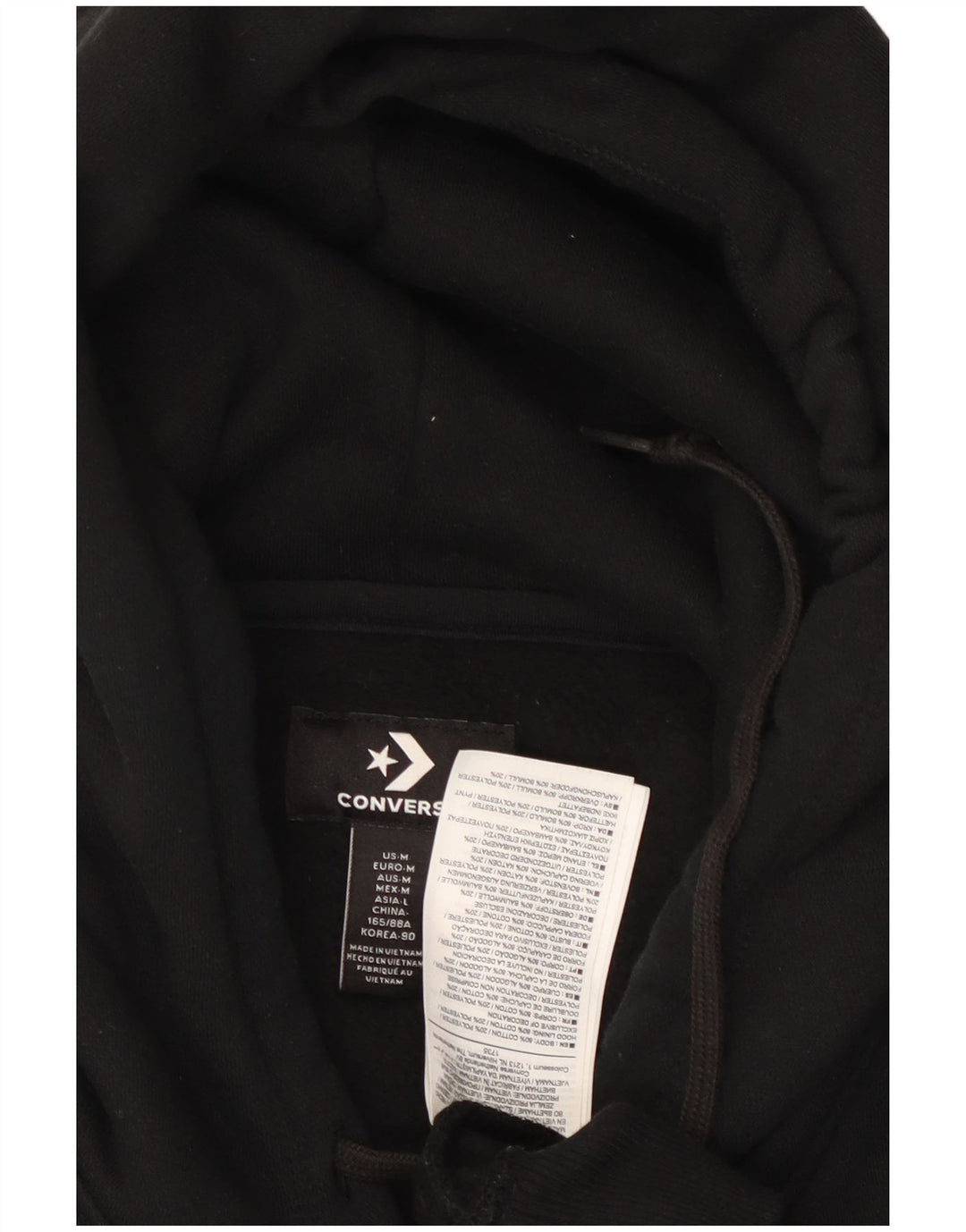 CONVERSE Damen Kapuzenpullover UK 14 Mittelschwarze Baumwolle