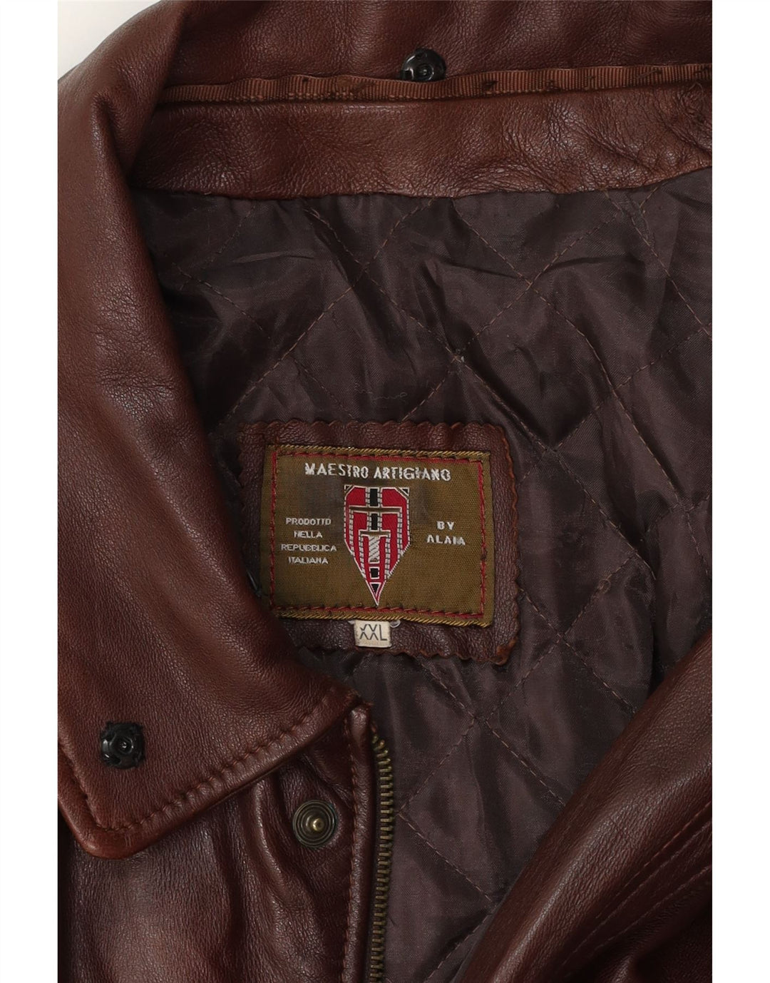 MAESTRO ARTIEIANO Herren Lederjacke UK 44 2XL Braunes Leder