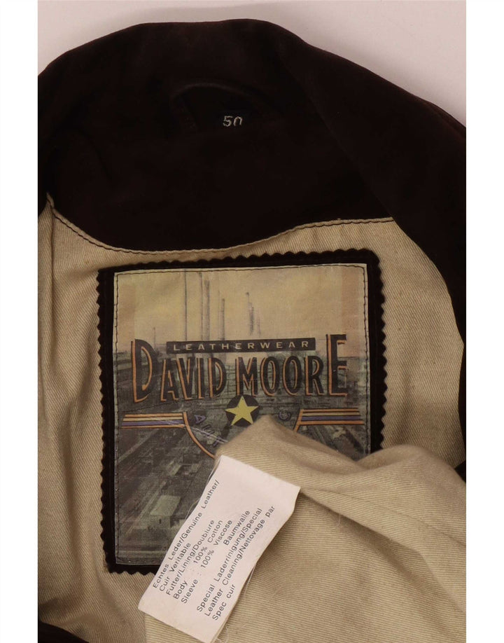 David Moore Herren-Windbreaker-Mantel aus Wildleder, Größe 50, großes braunes Leder
