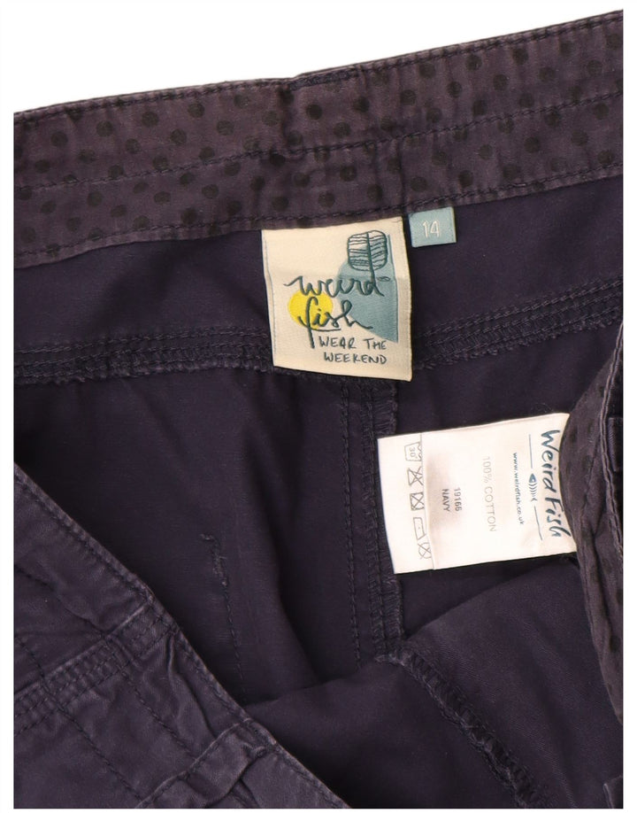 WEIRD FISH Damen Caprihose UK 14 Large W34 Marineblaue Baumwolle