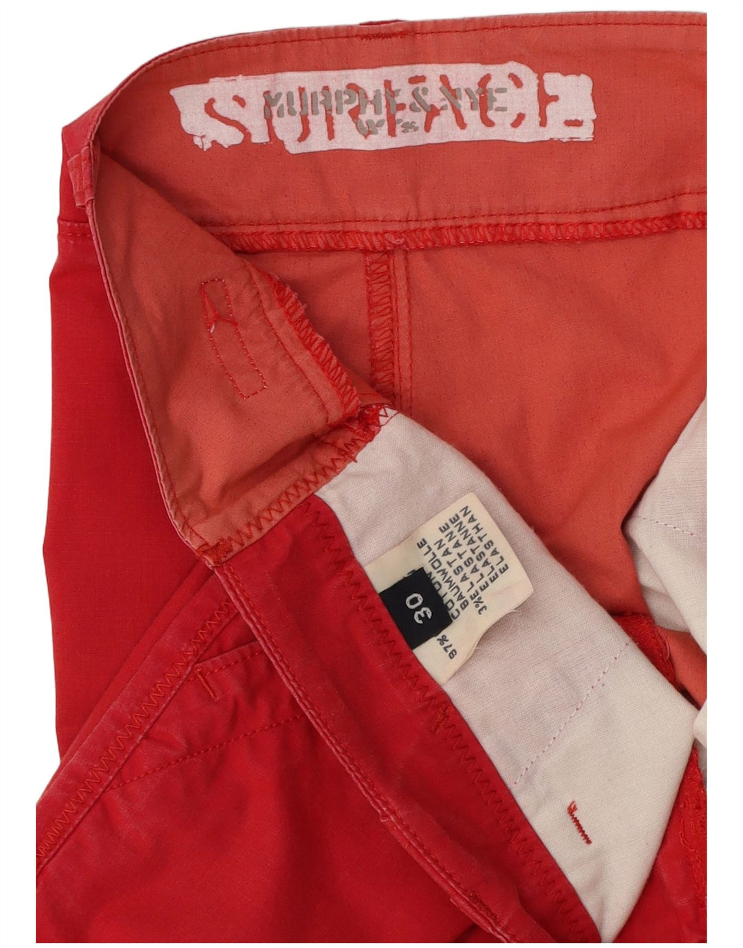 MURPHY & NYE Slim Chino-Hose für Damen, W30 L29, rote Baumwolle