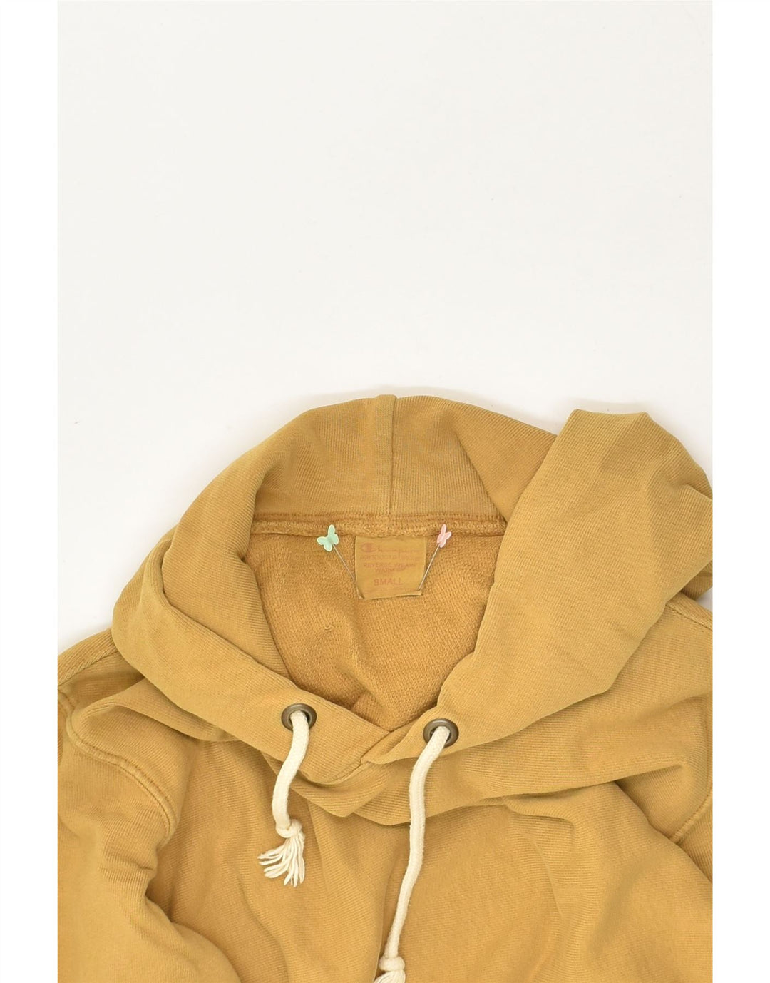 CHAMPION Mens Hoodie Jumper Small Yellow Cotton | Vintage Champion | Thrift | Second-Hand Champion | Used Clothing | Messina Hembry 