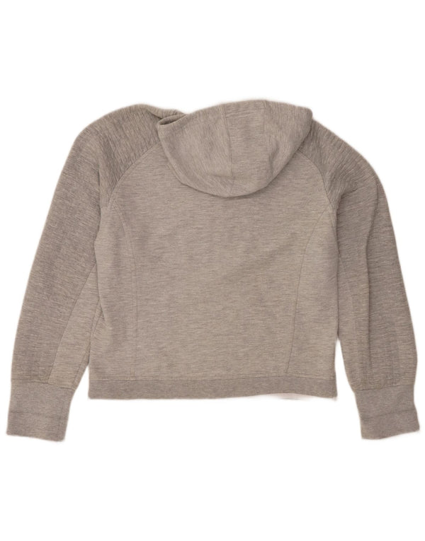 Reebok Womens Zip Hoodie Pullover UK 12 Mittelgrau gefleckte Baumwolle