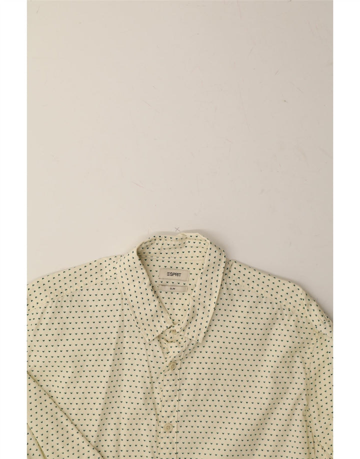 ESPRIT Mens Abstract Pattern Slim Shirt Large Off White Cotton Vintage Esprit and Second-Hand Esprit from Messina Hembry 