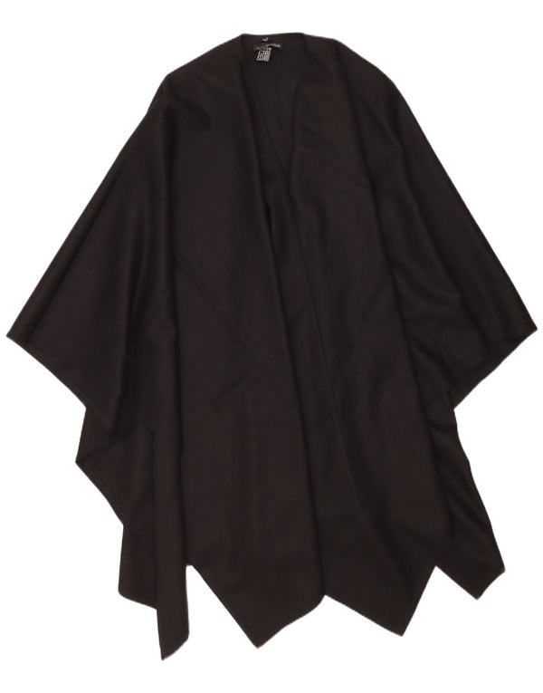 Vintage Asymmetrischer Poncho-Pullover für Damen, Einheitsgröße, schwarze Wolle
