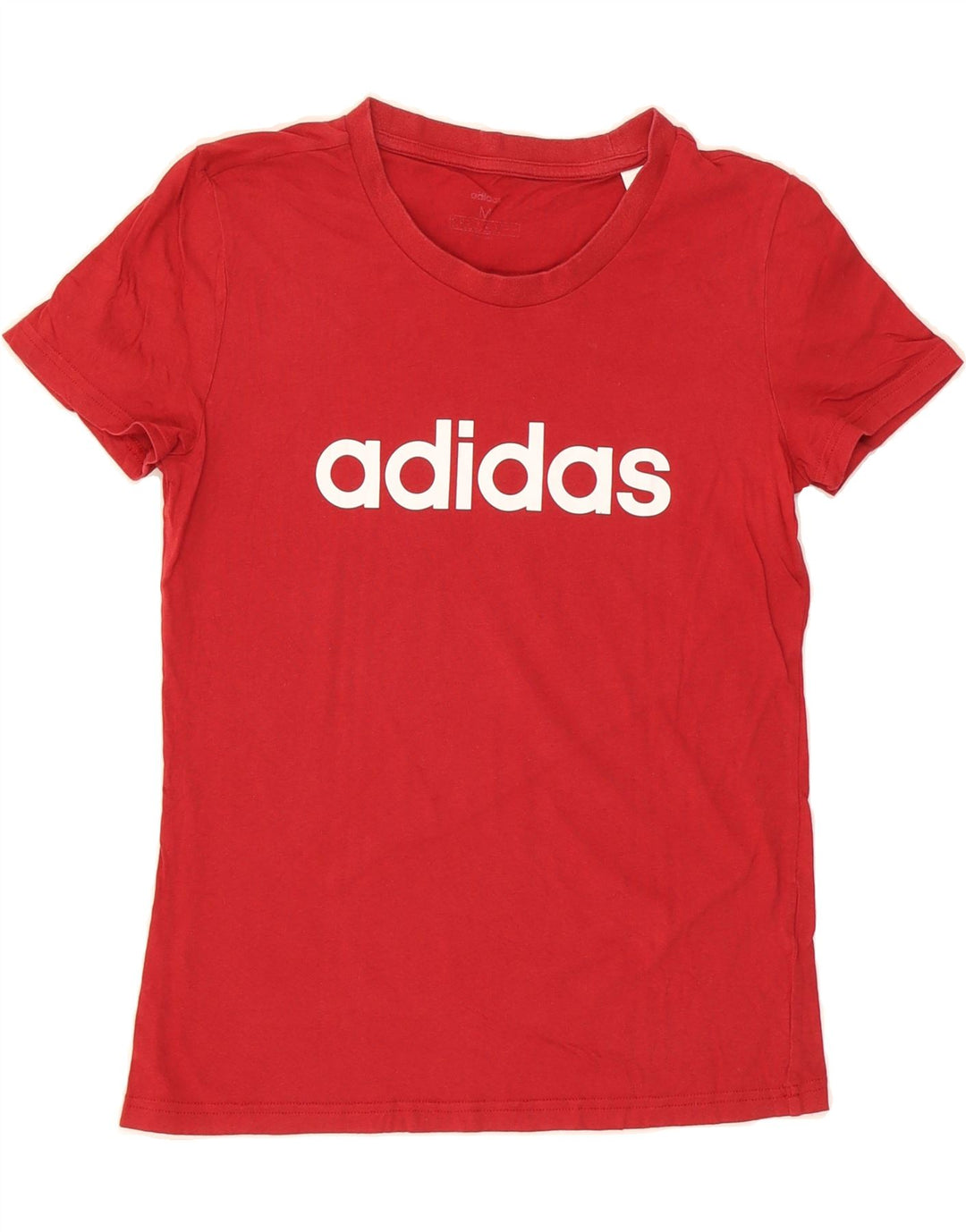 ADIDAS Womens Graphic T-Shirt Top UK 12/14 Medium Red Vintage Adidas and Second-Hand Adidas from Messina Hembry 