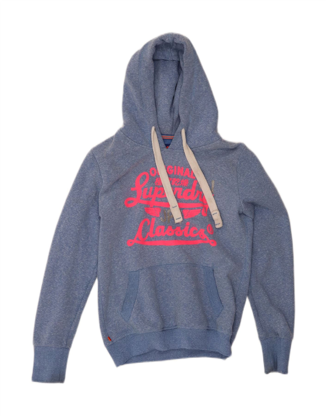 Superdry Damen-Kapuzenpullover mit Grafik, UK 12, Mittelblau, Polyester