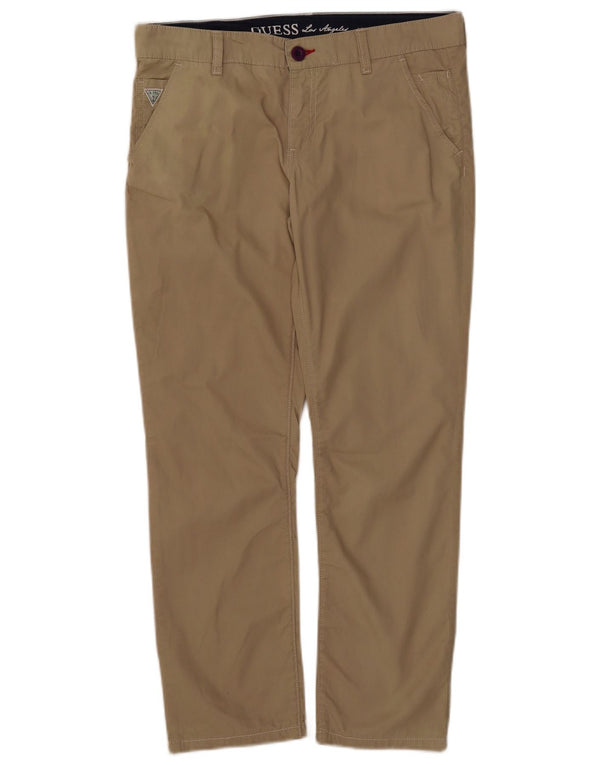Guess Gerade Chino-Hose für Damen, UK 16, Größe L, W32, L26, Beige, Baumwolle