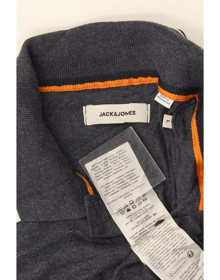 JACK & JONES Herren-Poloshirt, groß, grau gestreift, Baumwolle