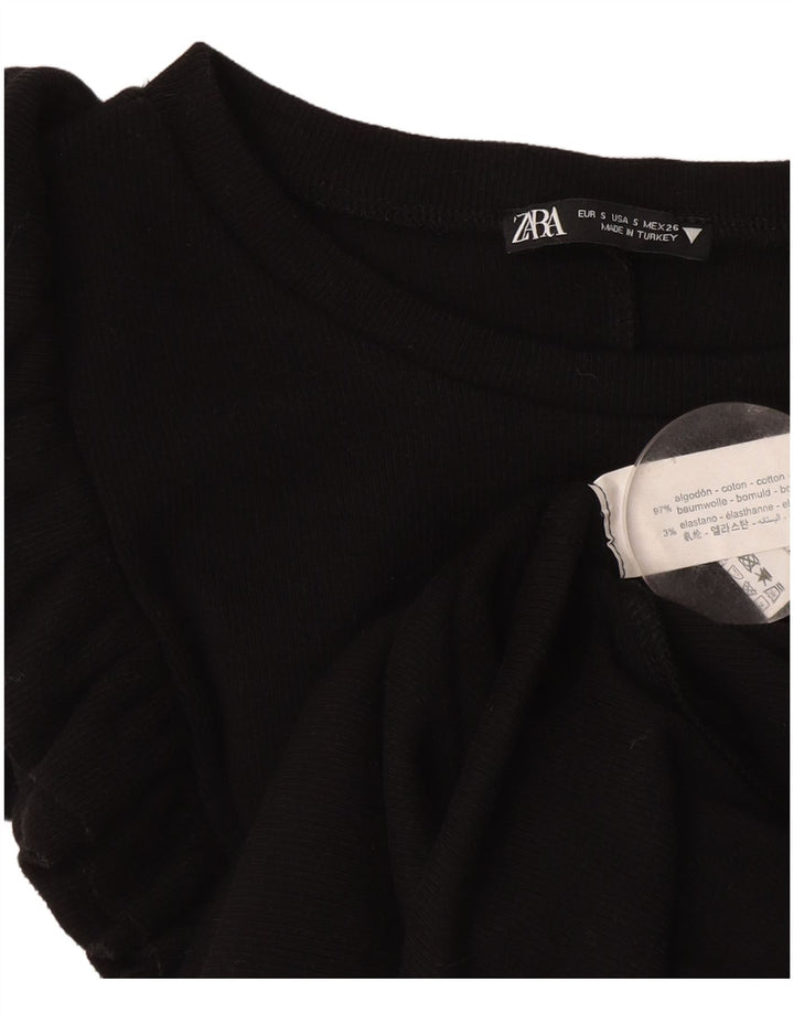 Zara Damen Etuikleid UK 10 Small Schwarz Baumwolle