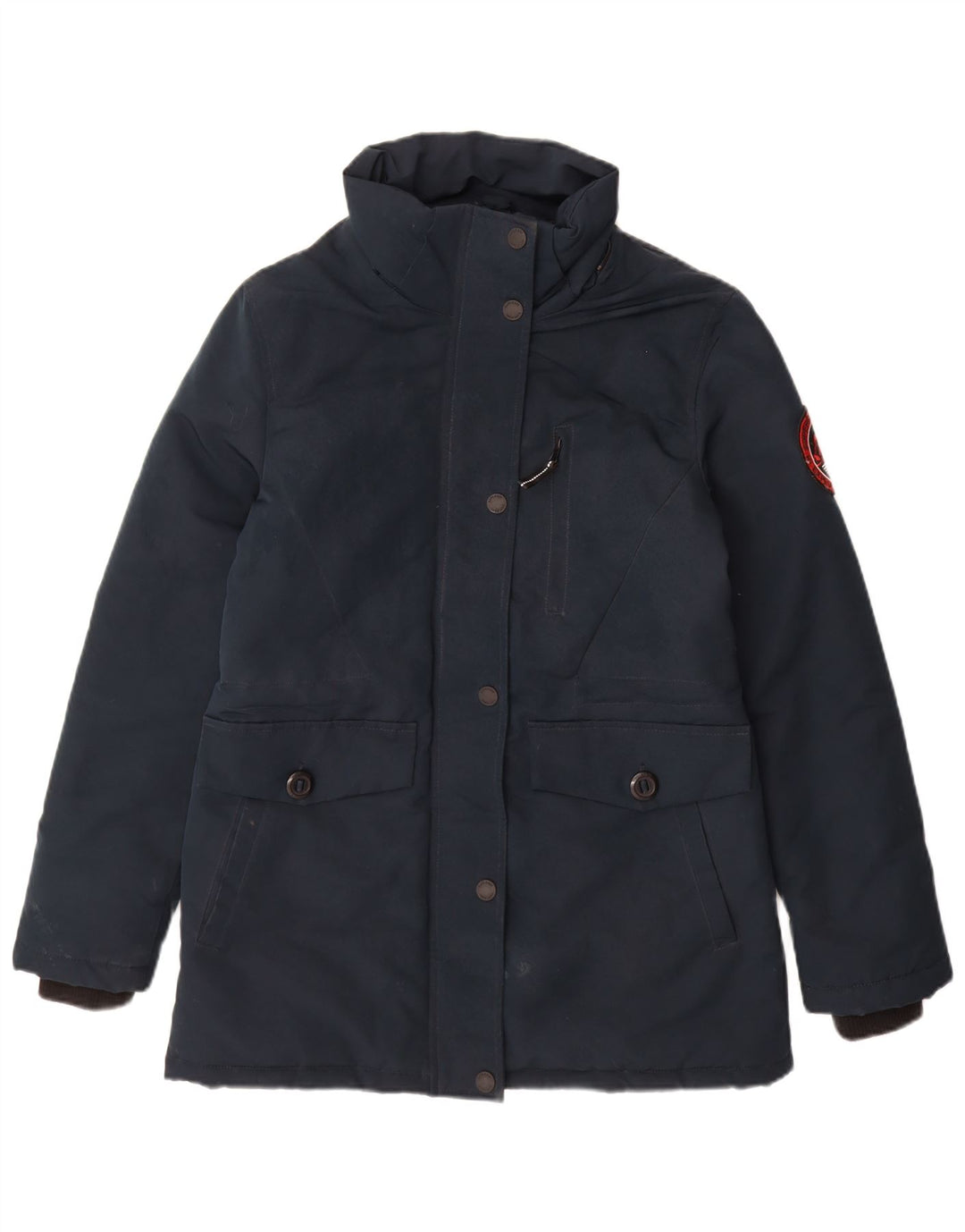 Superdry Wattierte Damenjacke mit Kapuze, UK 10, Größe S, Marineblau, Polyester