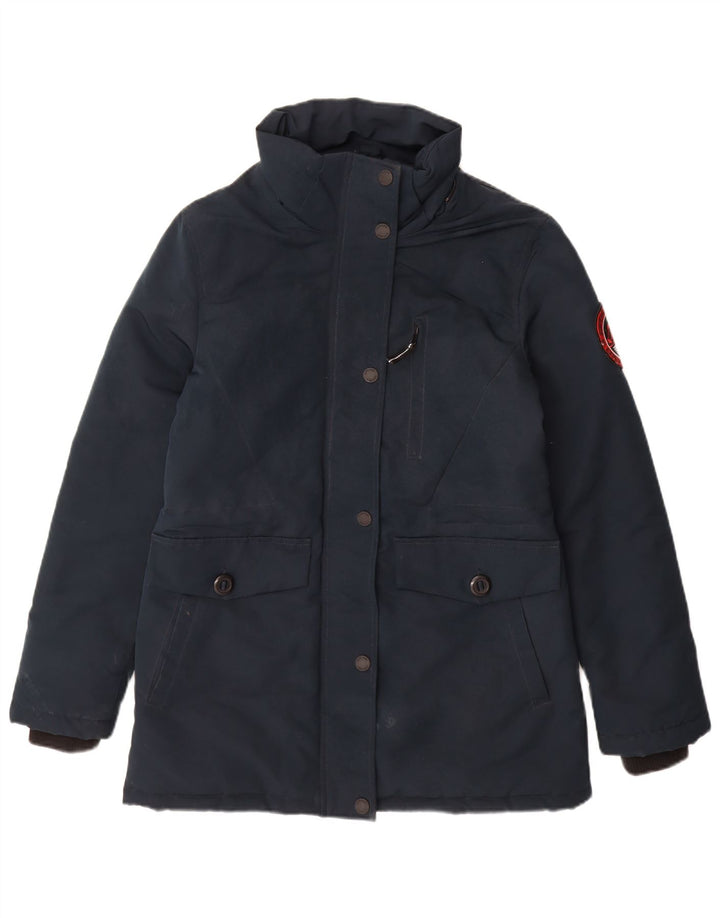 Superdry Wattierte Damenjacke mit Kapuze, UK 10, Größe S, Marineblau, Polyester