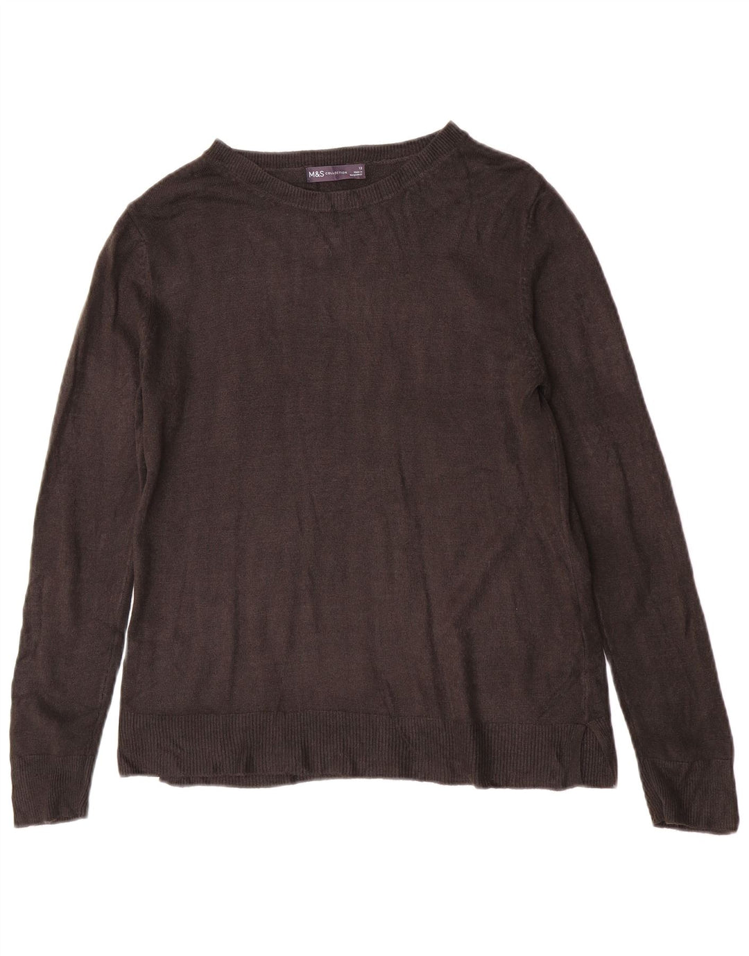 Marks & Spencer Damen-Pullover mit U-Boot-Ausschnitt, Gr. 12, Mittelschwarz, Acryl