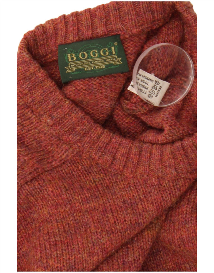 Boggi Herren-Pullover mit Rundhalsausschnitt, mittlere kastanienbraune Wolle
