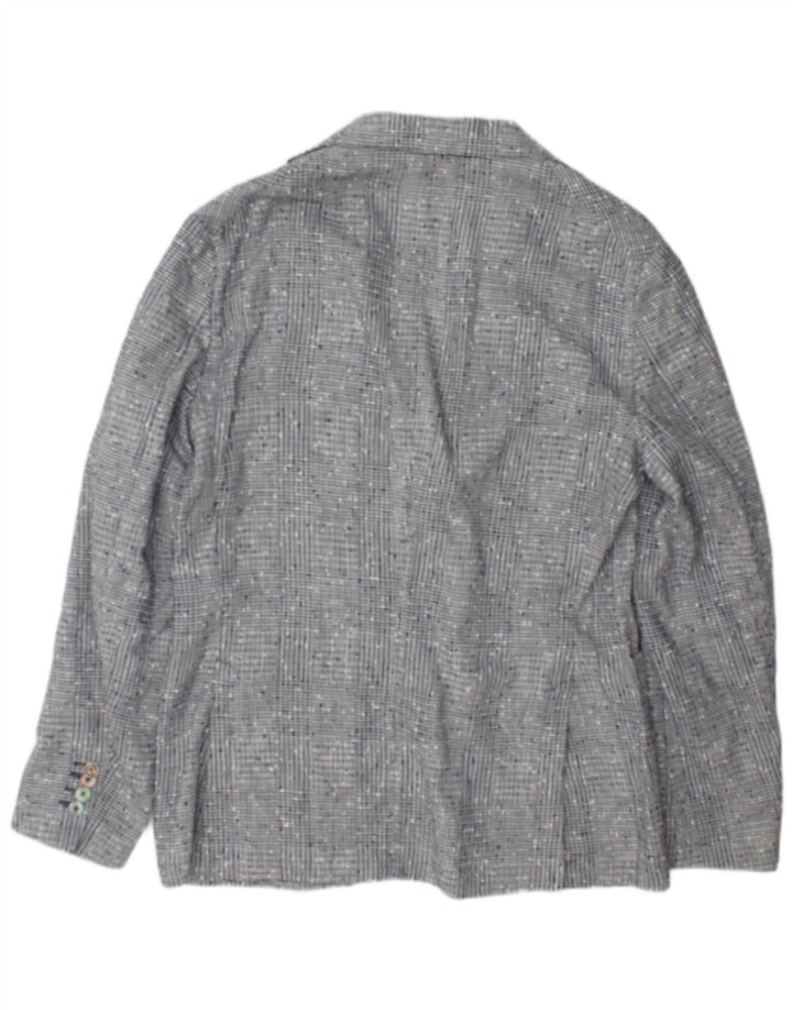 Tellini Herren-Blazer mit 2 Knöpfen, IT 50, großes grau kariertes Leinen