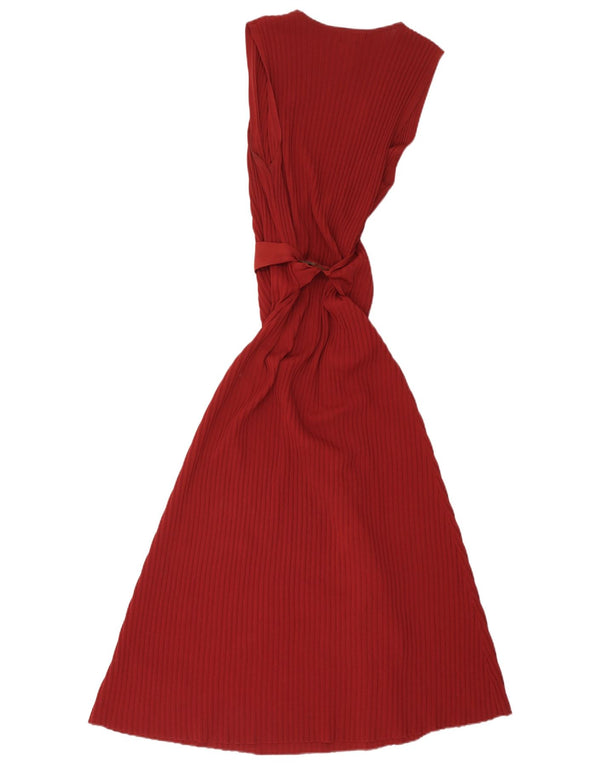 Massimo Dutti Damen Ärmelloses Maxikleid UK 12 Mittelrote Viskose