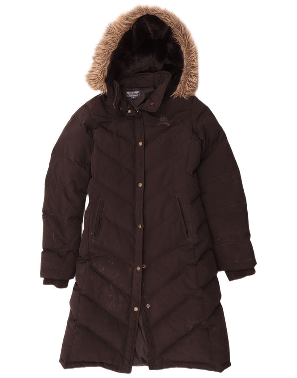 Polo Ralph Lauren gepolsterter Damenmantel mit Kapuze, UK 12, Mittelschwarzes Nylon