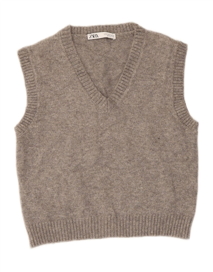 ZARA Womens Vest Tank Top UK 10 Small Grey Polyester