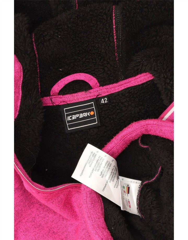 Icepeak Damen-Kapuzenpullover mit Reißverschluss, Größe 48, XL, rosa geflecktes Polyester