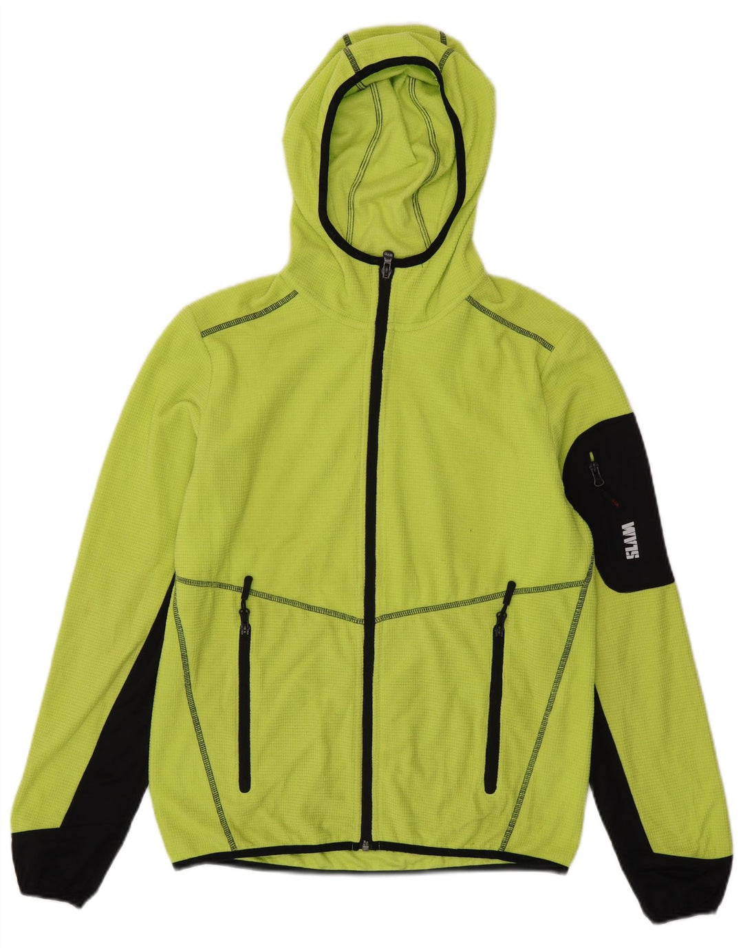 SLAM Herren-Kapuzenpullover mit Reißverschluss, klein, grün, Farbblock-Polyester