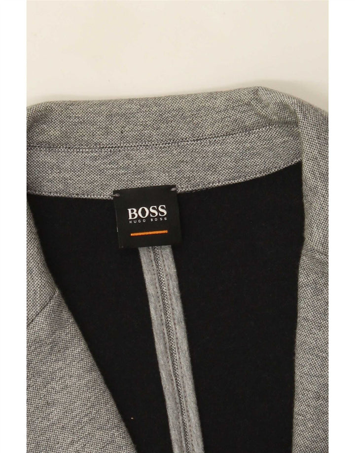 Hugo Boss Herren-Blazer mit 2 Knöpfen, UK 40, große graue Baumwolle