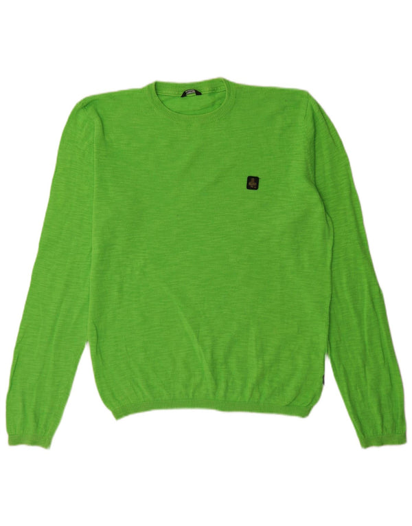 Refrigiwear Mens Crew Neck Jumper Sweater Large Green Flecked Cotton