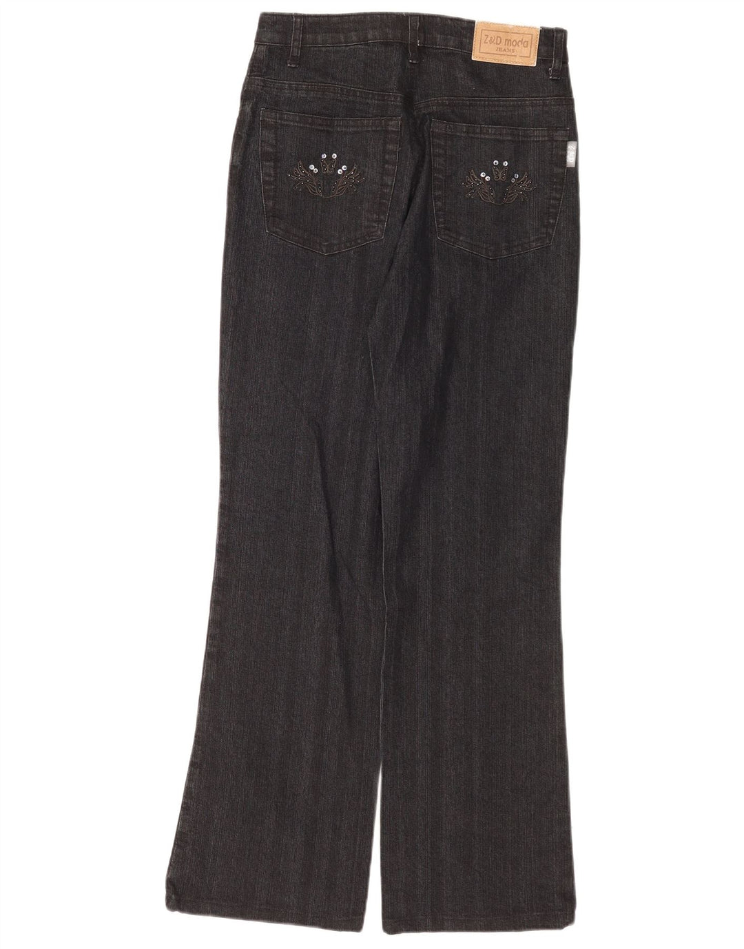 Vintage Damen Bootcut Jeans IT 42 Medium W28 L30 Grau geblümte Baumwolle