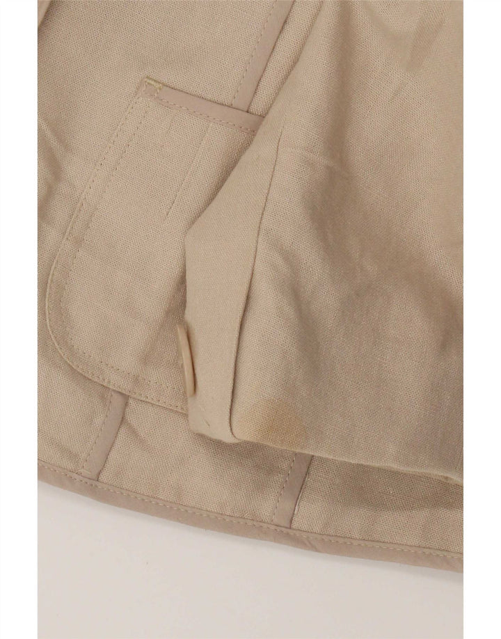 Marks & Spencer Damen-Blazer mit 2 Knöpfen, UK 12, Mittelbeige, Leinen