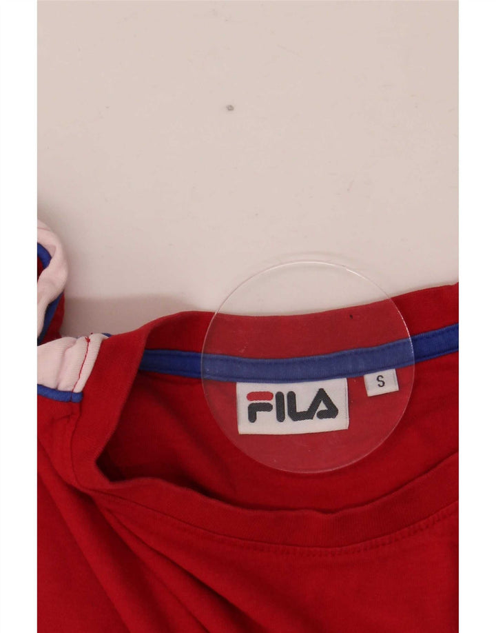 Fila Herren T-Shirt Top Small Rot Colourblock