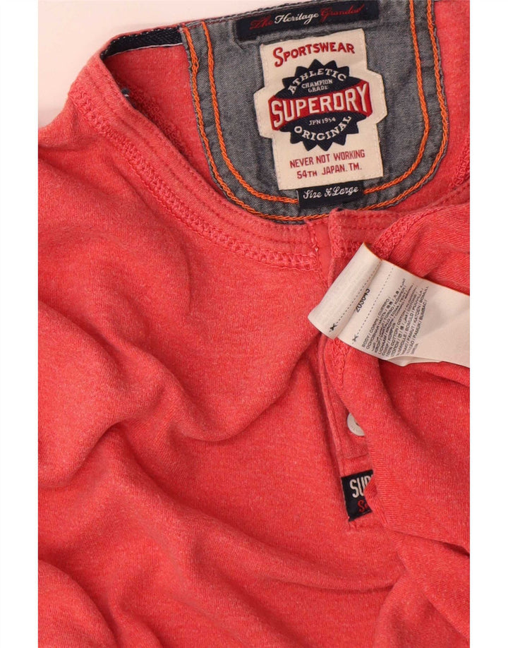 Superdry Herren-Oberteil Langarm XL aus roter Baumwolle