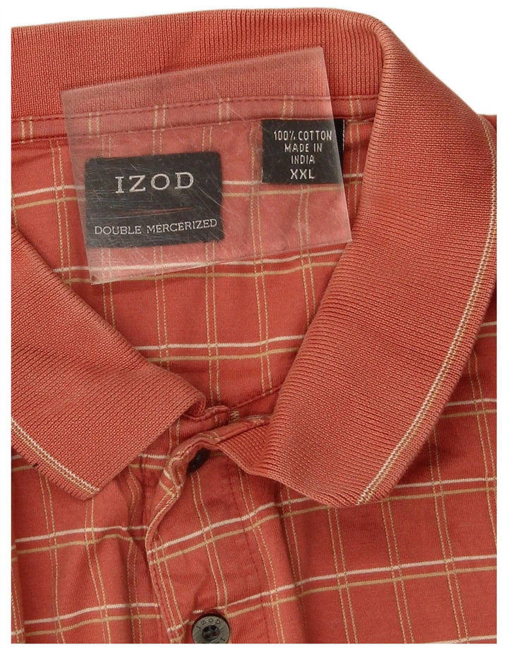 Izod Herren Poloshirt 2XL Orange Karo Baumwolle