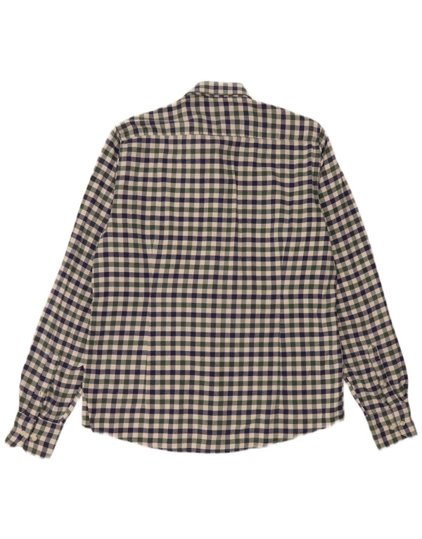 Barbour Mens Tailored Fit Flannel Shirt Medium Blue Gingham Cotton