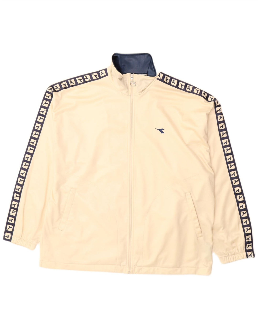 Diadora Damen Übergroße Grafik-Trainingsanzug-Top-Jacke, UK 14, Größe L, Beige