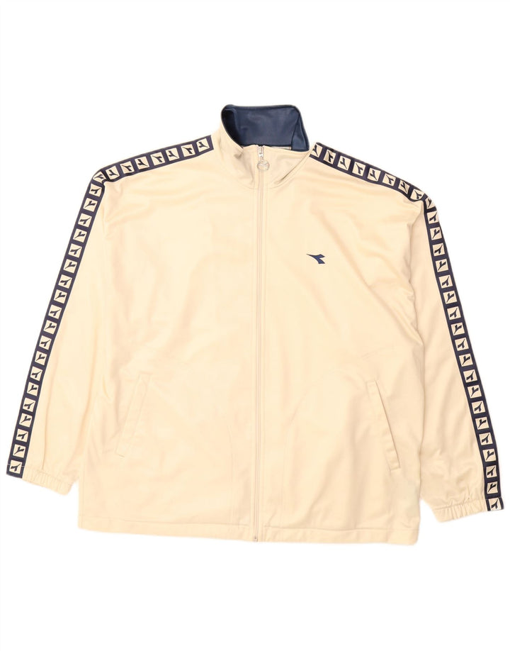 Diadora Damen Übergroße Grafik-Trainingsanzug-Top-Jacke, UK 14, Größe L, Beige