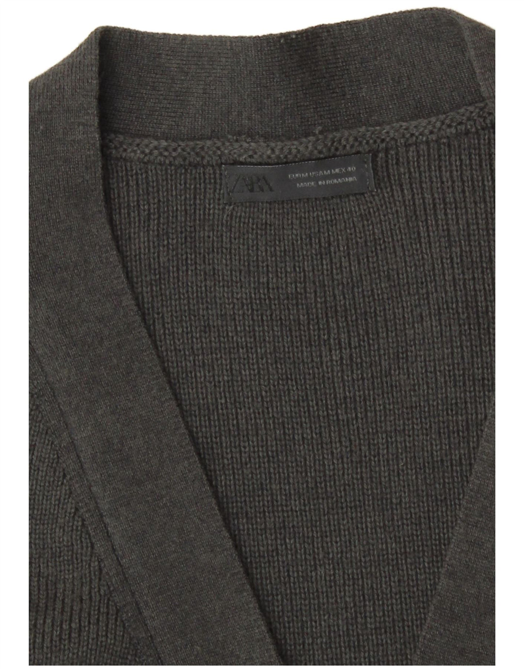 Zara Herren-Cardigan mit durchgehendem Reißverschluss, mittelgraue Baumwolle