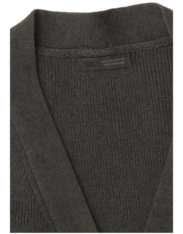Zara Herren-Cardigan mit durchgehendem Reißverschluss, mittelgraue Baumwolle