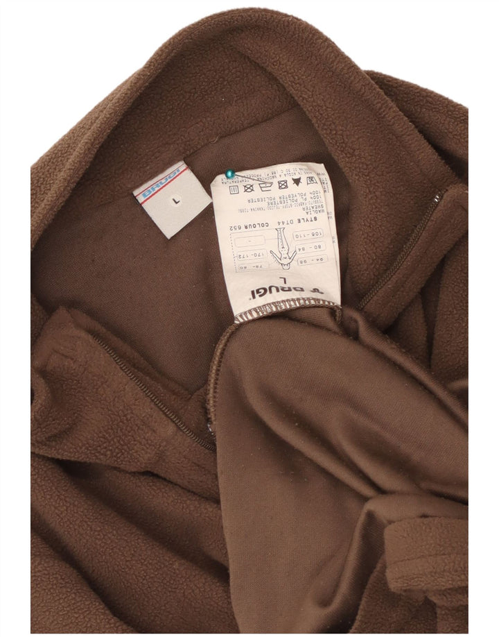 Brugi Damen-Fleecepullover mit Reißverschluss am Hals, UK 14, Größe L, braun, Polyester